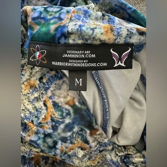 Boot Cut Velvet Patterned Pants in Blue Multi - Picture 8 of 9